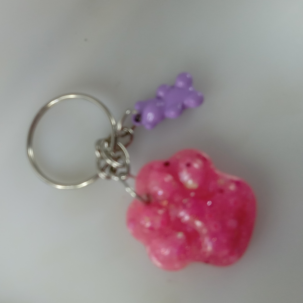 Pink and Purple Paw Keychain